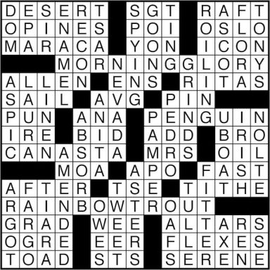 Crossword puzzle answers: May 6, 2016