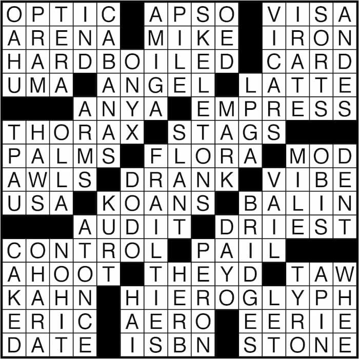Crossword puzzle answers: May 9, 2016