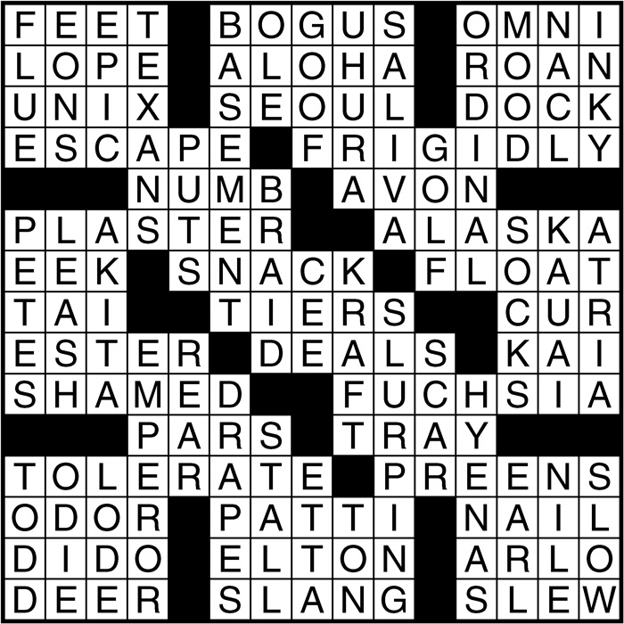 Crossword puzzle answers: November 11, 2016
