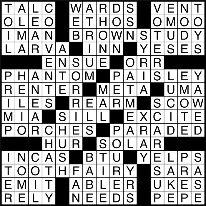 Crossword puzzle answers: November 14, 2016
