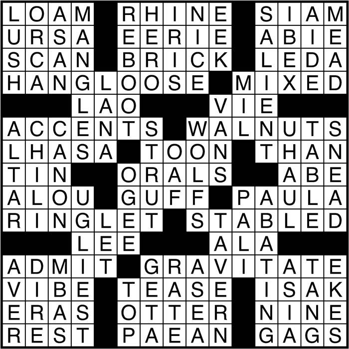 Crossword puzzle answers: November 16, 2016