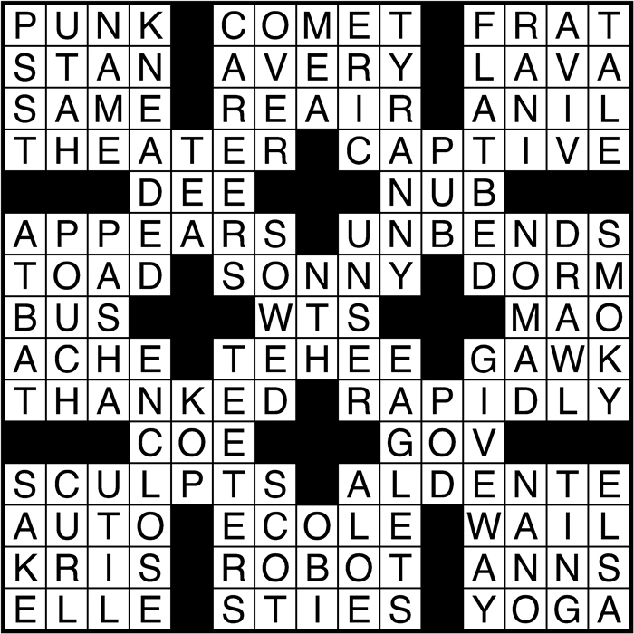 Crossword puzzle answers: November 17, 2016