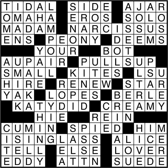 Crossword puzzle answers: November 1, 2016