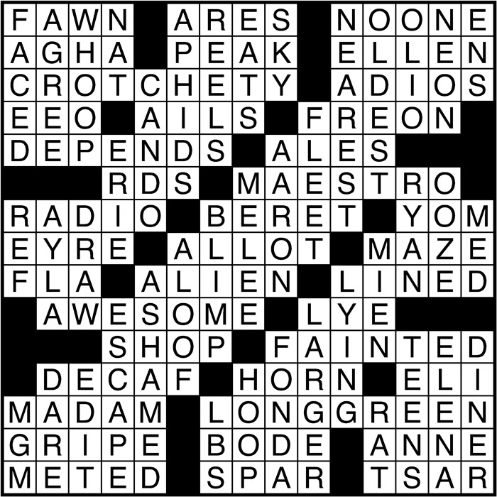 Crossword puzzle answers: November 22, 2016