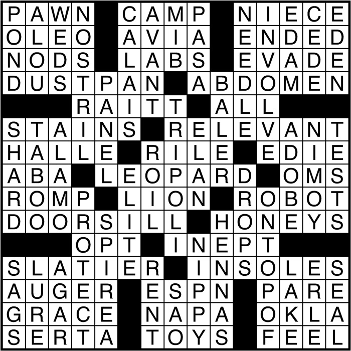Crossword puzzle answers: November 23, 2016