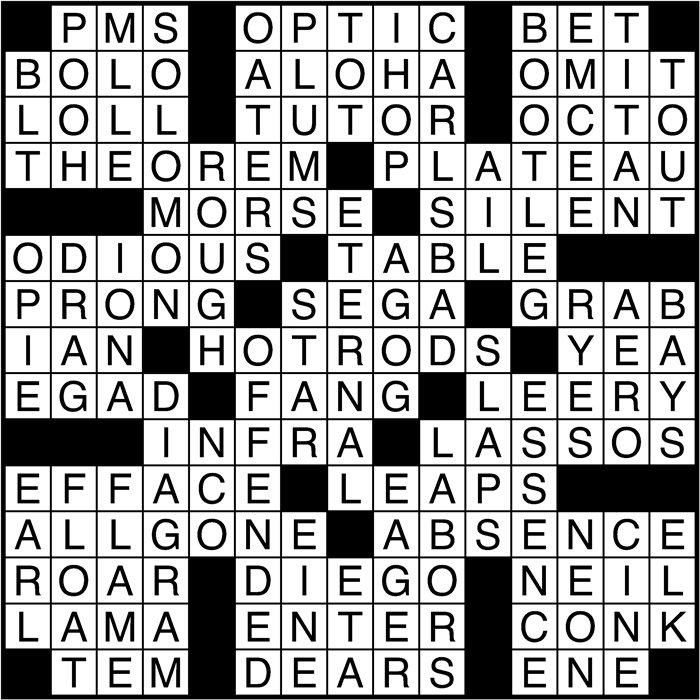 Crossword puzzle answers: November 28, 2016