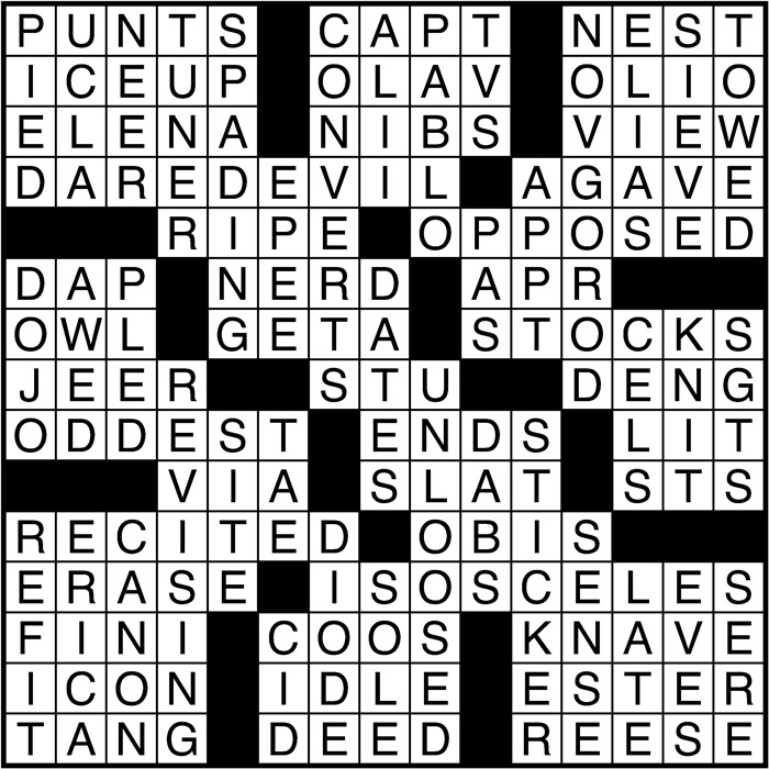 Crossword puzzle answers: November 30, 2016