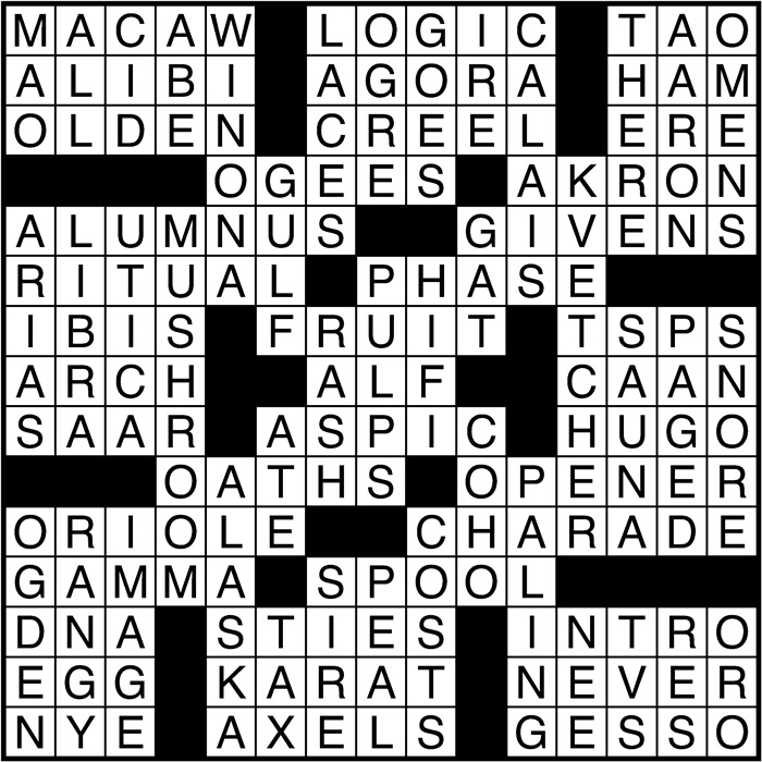 Crossword puzzle answers: November 3, 2016