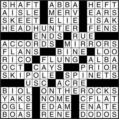 Crossword puzzle answers: November 9, 2016