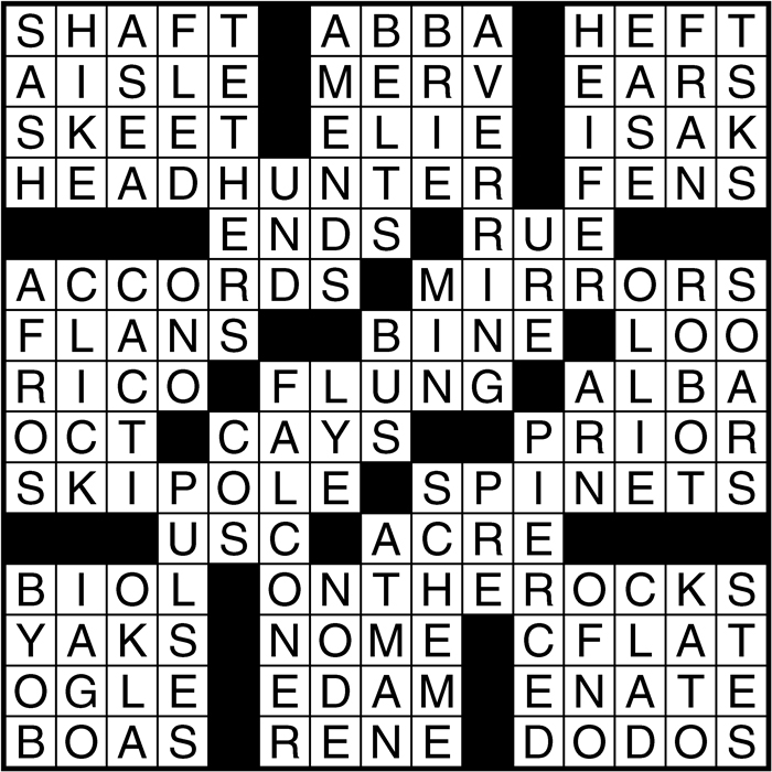 Crossword puzzle answers: November 9, 2016