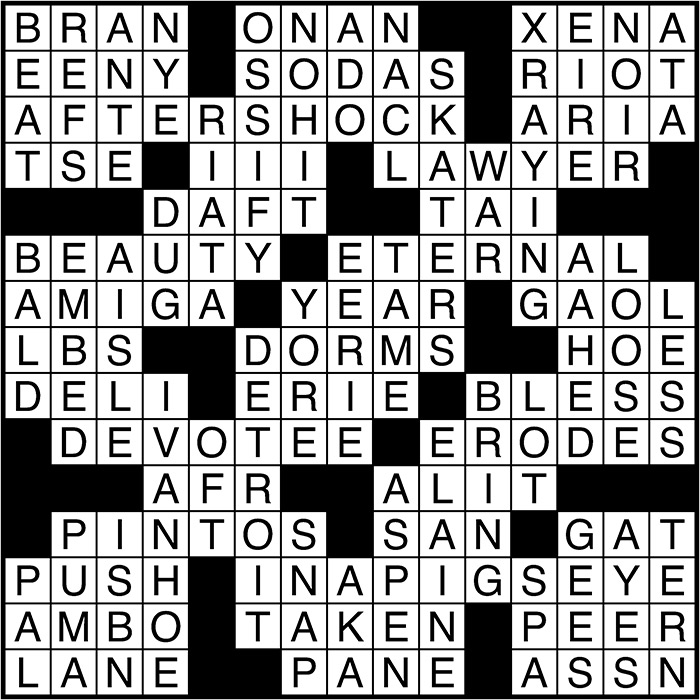 Crossword puzzle answers: October 10, 2016