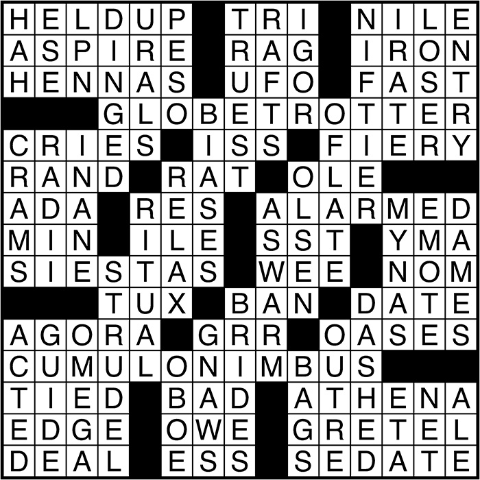 Crossword puzzle answers: October 12, 2016