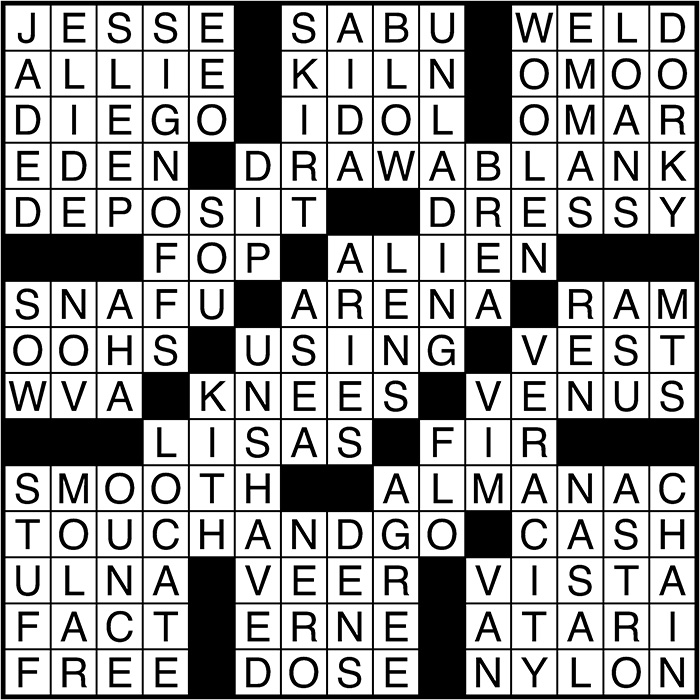 Crossword puzzle answers: October 13, 2016