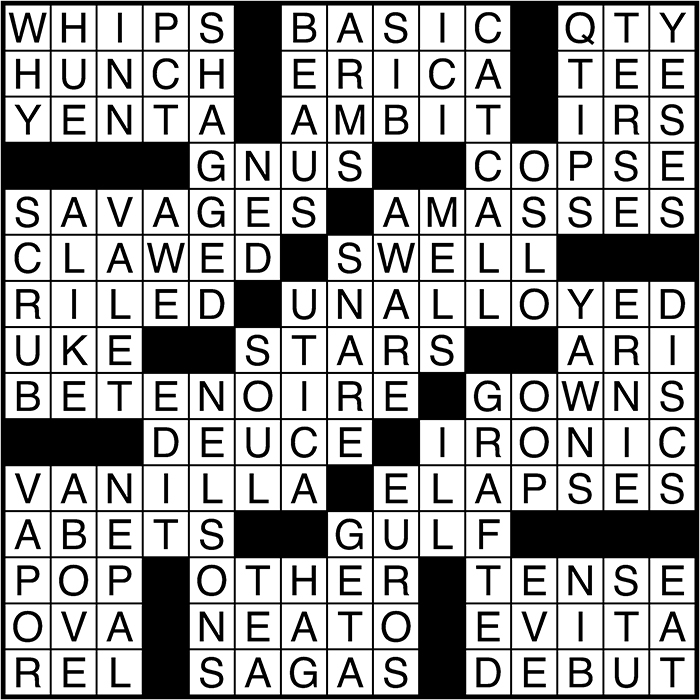 Crossword puzzle answers: October 14, 2016