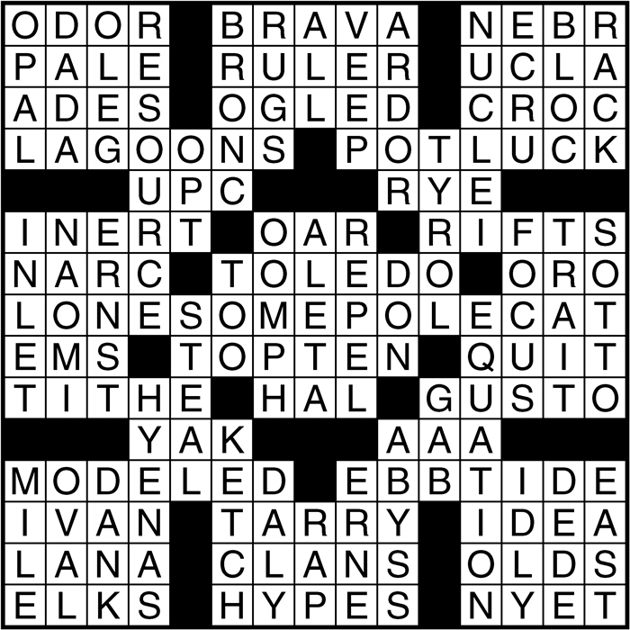 Crossword puzzle answers: October 19, 2016
