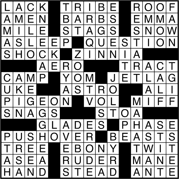 Crossword puzzle answers: October 25, 2016