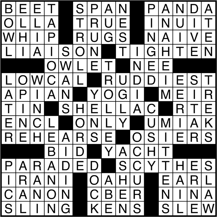Crossword puzzle answers: October 26, 2016