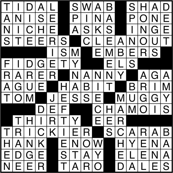 Crossword puzzle answers: October 27, 2016