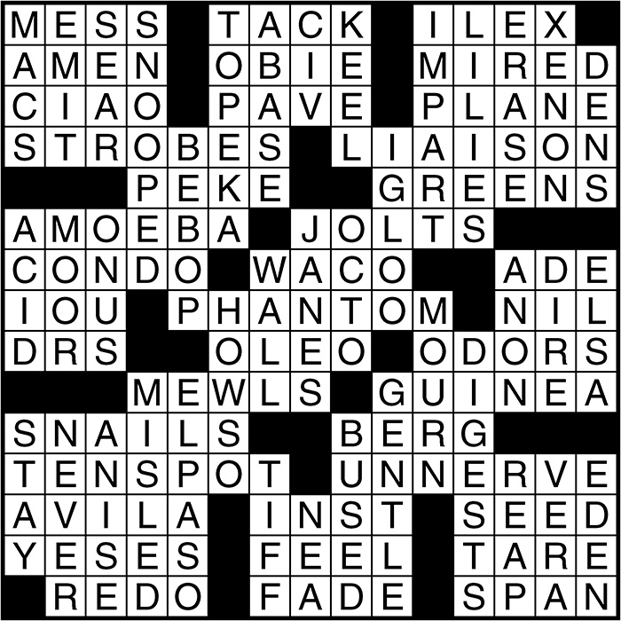 Crossword puzzle answers: October 3, 2016