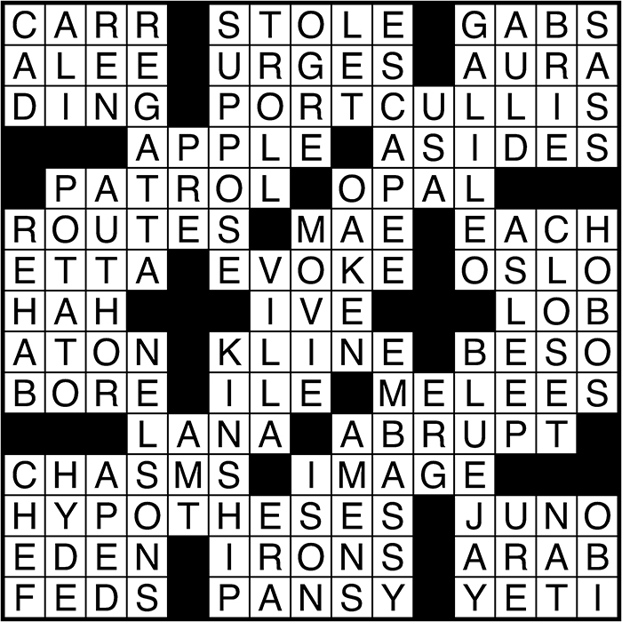Crossword puzzle answers: October 4, 2016