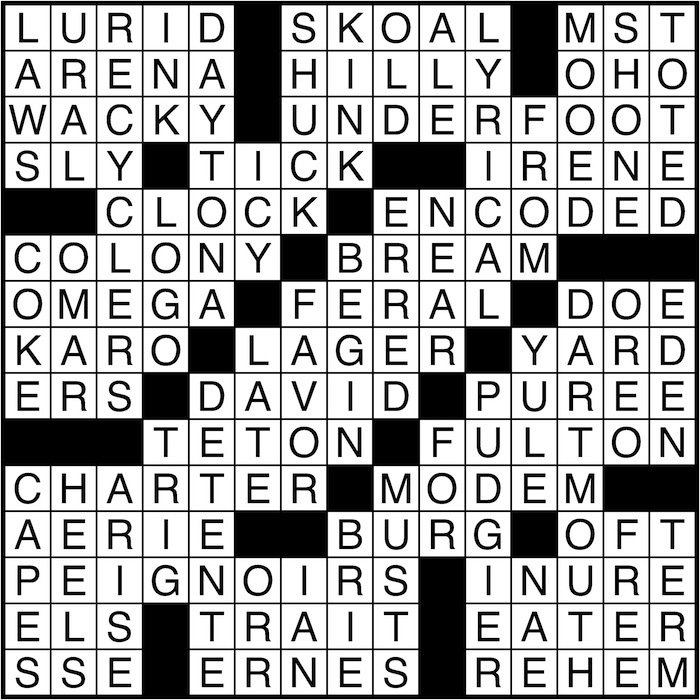 Crossword puzzle answers: September 13, 2016