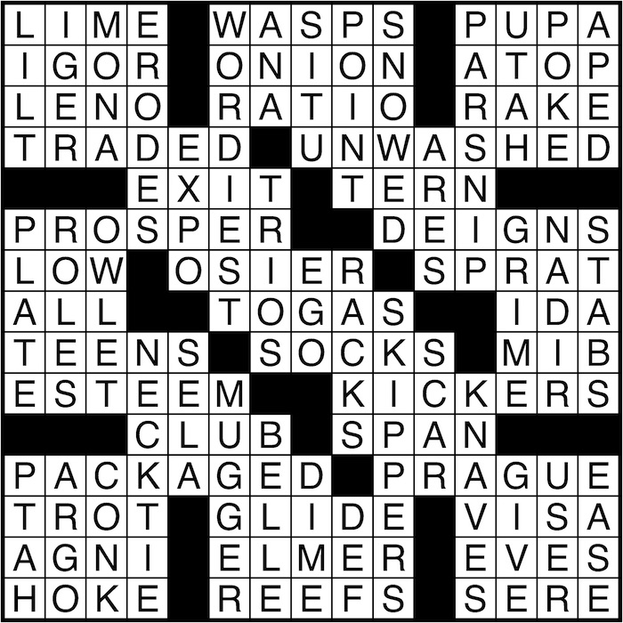 Crossword puzzle answers: September 16, 2016