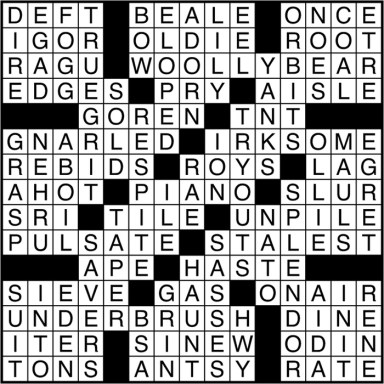 Crossword puzzle answers: September 19, 2016