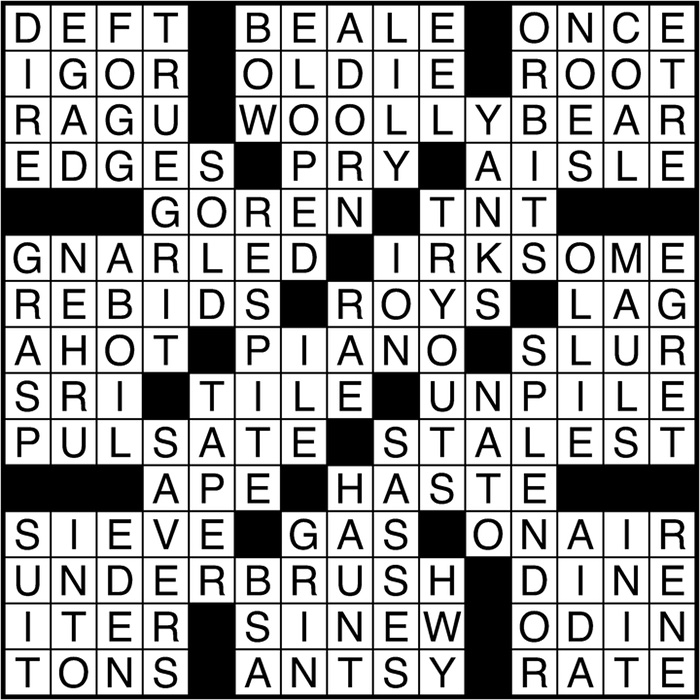 Crossword puzzle answers: September 19, 2016