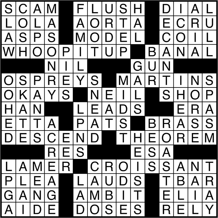 Crossword puzzle answers: September 21, 2016