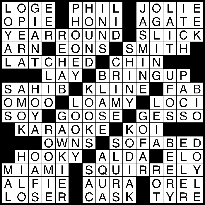 Crossword puzzle answers: September 27, 2016
