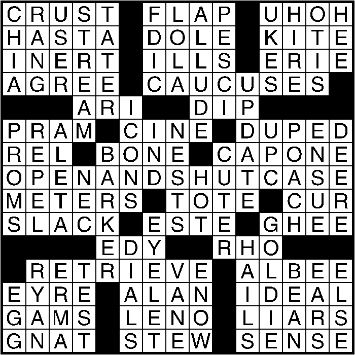 Crossword puzzle answers: September 29, 2016