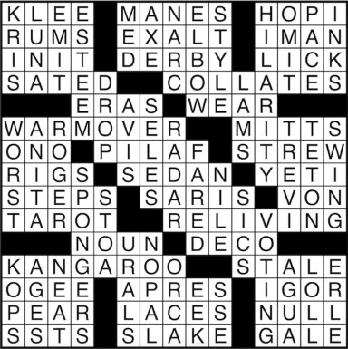 Crossword puzzle answers: September 2, 2016