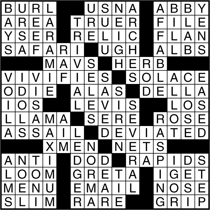 Crossword puzzle answers: September 30, 2016
