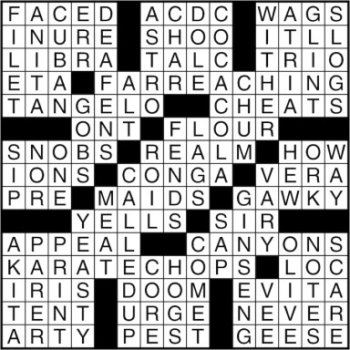 Crossword puzzle answers: September 7, 2016