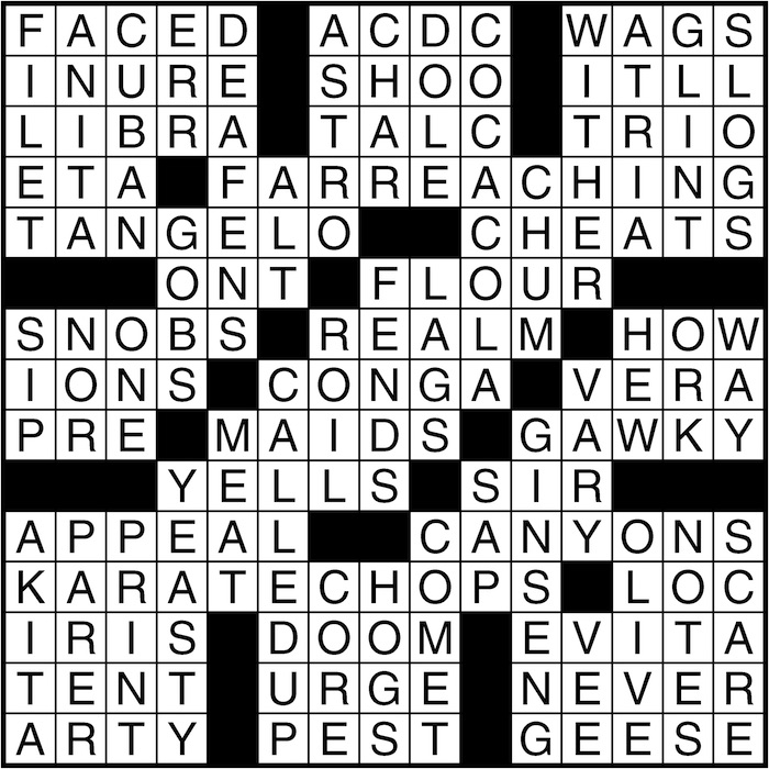 Crossword puzzle answers: September 7, 2016