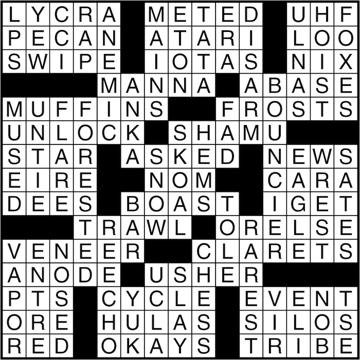 Crossword puzzle answers: September 8, 2016