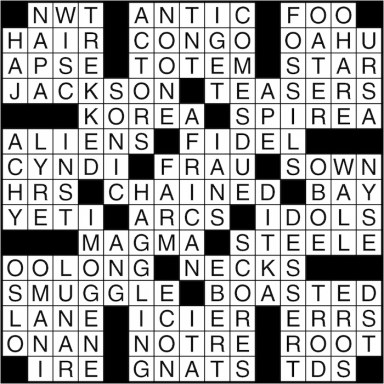 Crossword puzzle answers: February 15, 2016