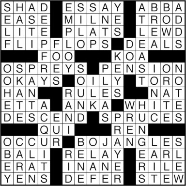 Crossword puzzle answers: February 3, 2016