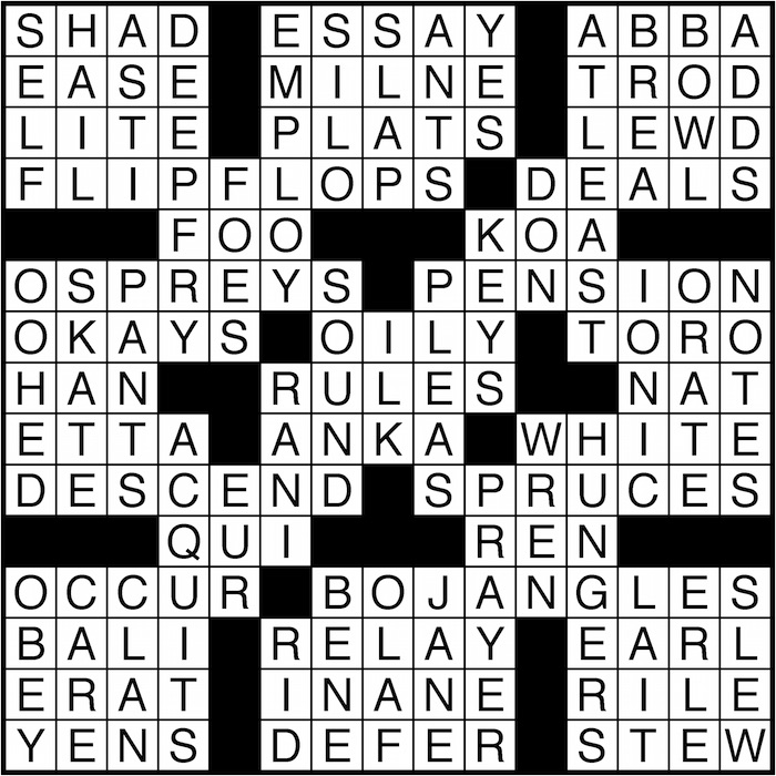 Crossword puzzle answers: February 3, 2016