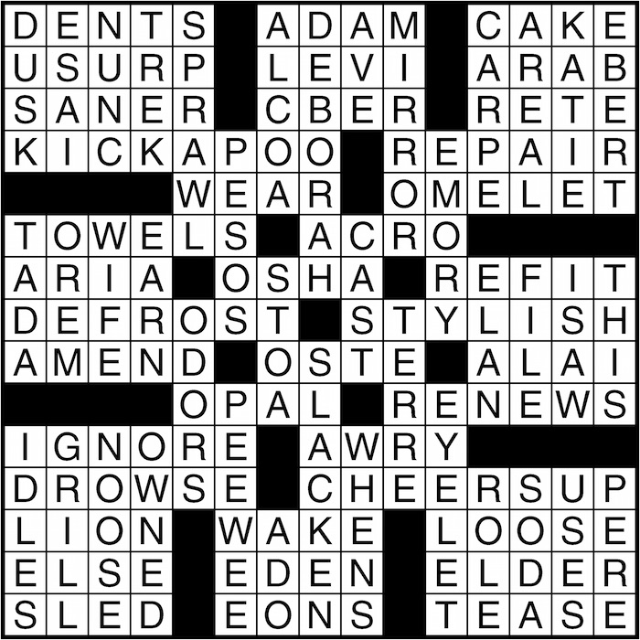 Crossword puzzle answers: January 4, 2016