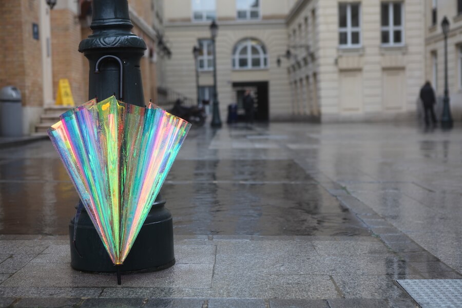The umbrella that takes the weather with you