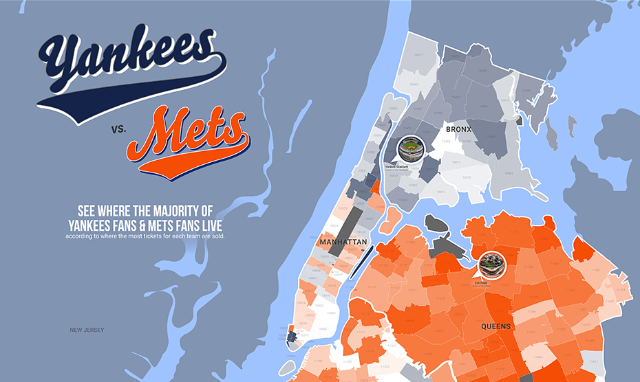 Map shows where Mets and Yankees fans live in New York City - Metro US