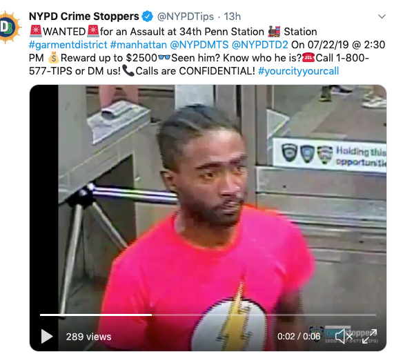 NYC police seek man in Penn Station face slashing