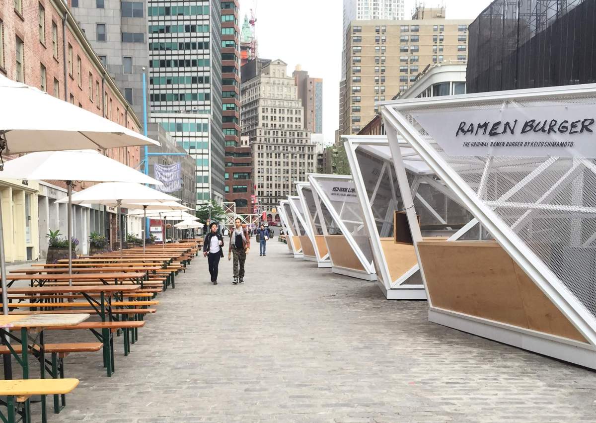 Seaport Smorgasburg reopens, with eight vendors and two bars