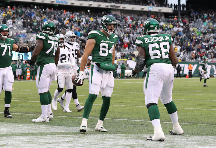 Ryan Griffin recorded a touchdown in the Jets rout of Oakland on Sunday. (Photo: Getty Images)