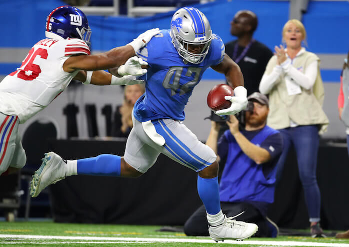 Devon Kennard scored a defensive touchdown against his old team as the Lions defeated the Giants on Sunday. (Photo: Getty Images)