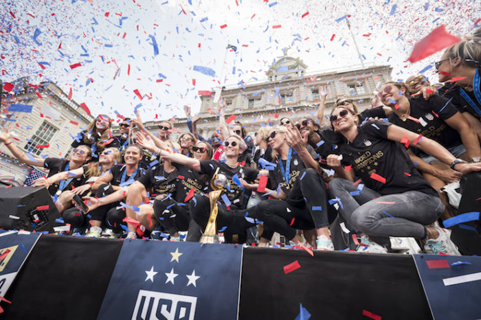 The USWNT was welcomed by New York City on Wednesday morning. (Photo: Getty Images)