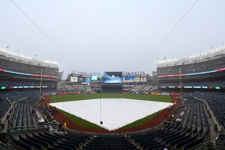 Game 4 of the ALCS at Yankee Stadium has been rained out and rescheduled for Thursday. (Photo: Getty Images)