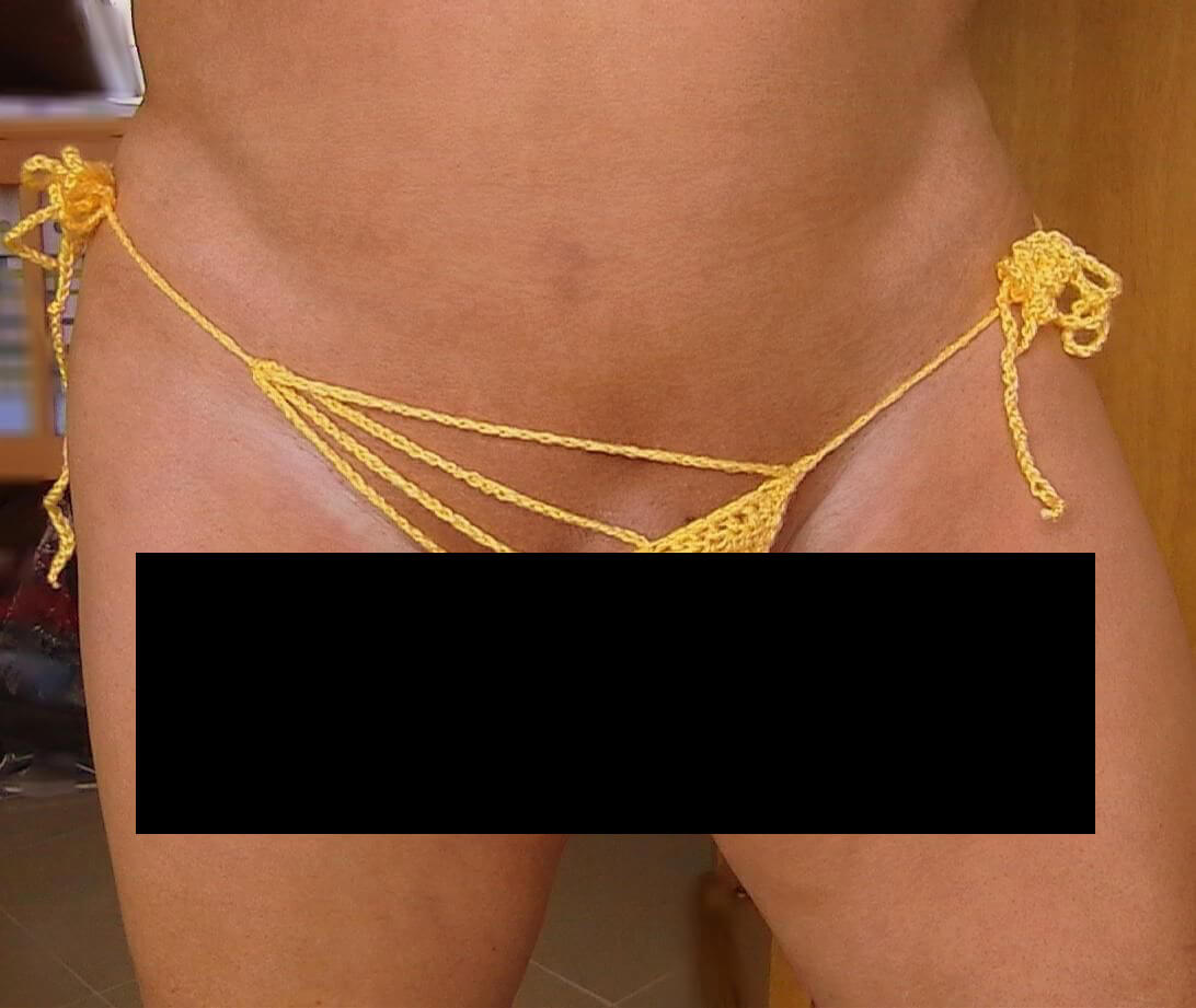 On eBay: Tiny crotchet thongs for men