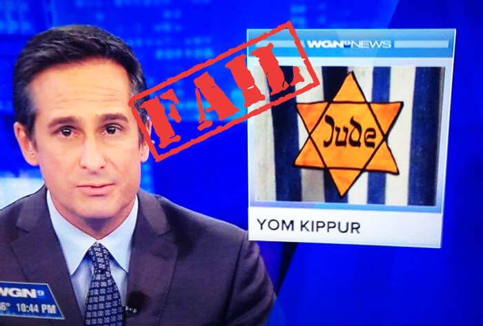 Chicago news station inadvertently uses Nazi badge for Yom Kippur story